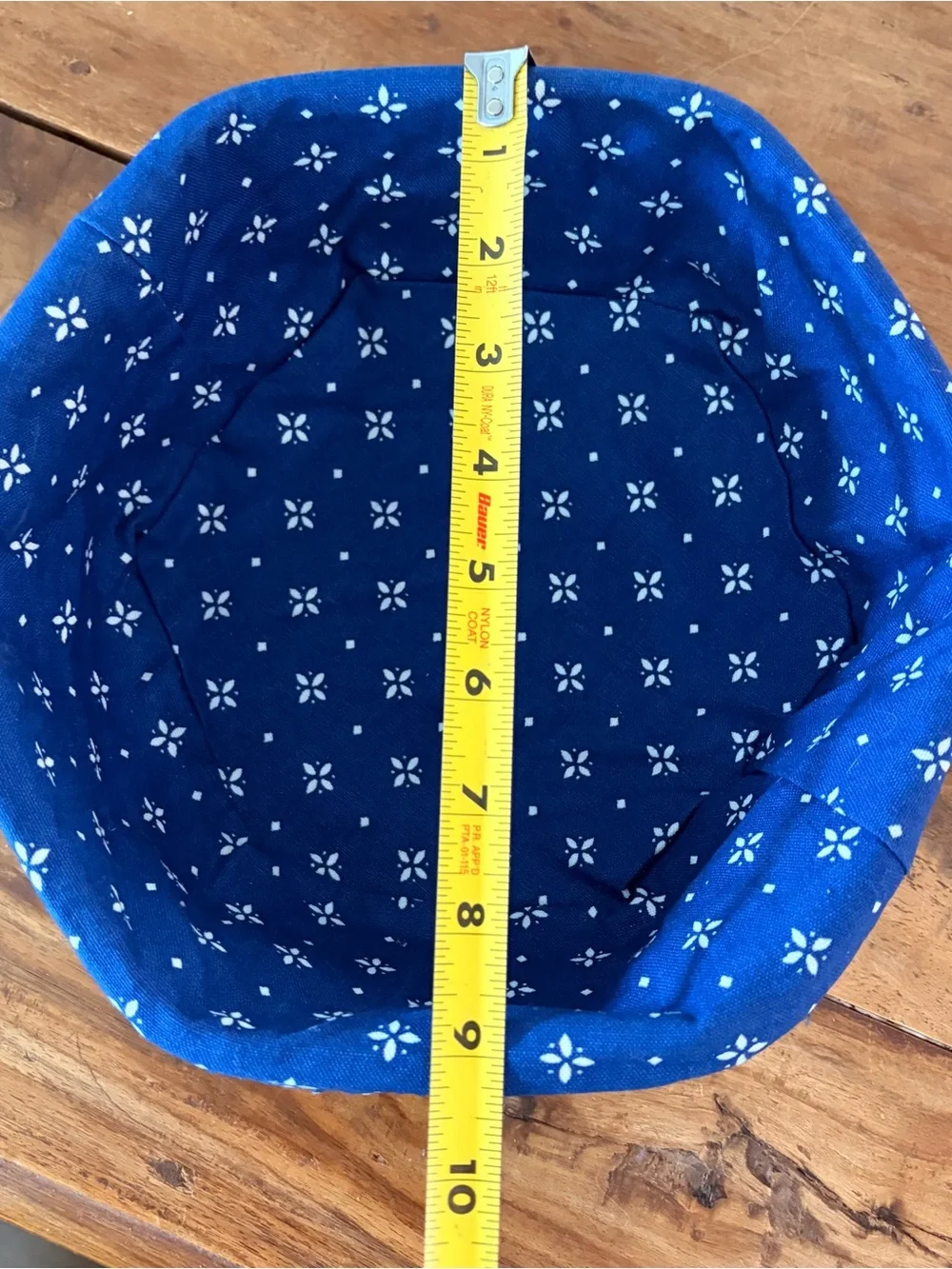 Longaberger Handwoven Basket Vintage 1998 Blue White Floral Liner Hexagon